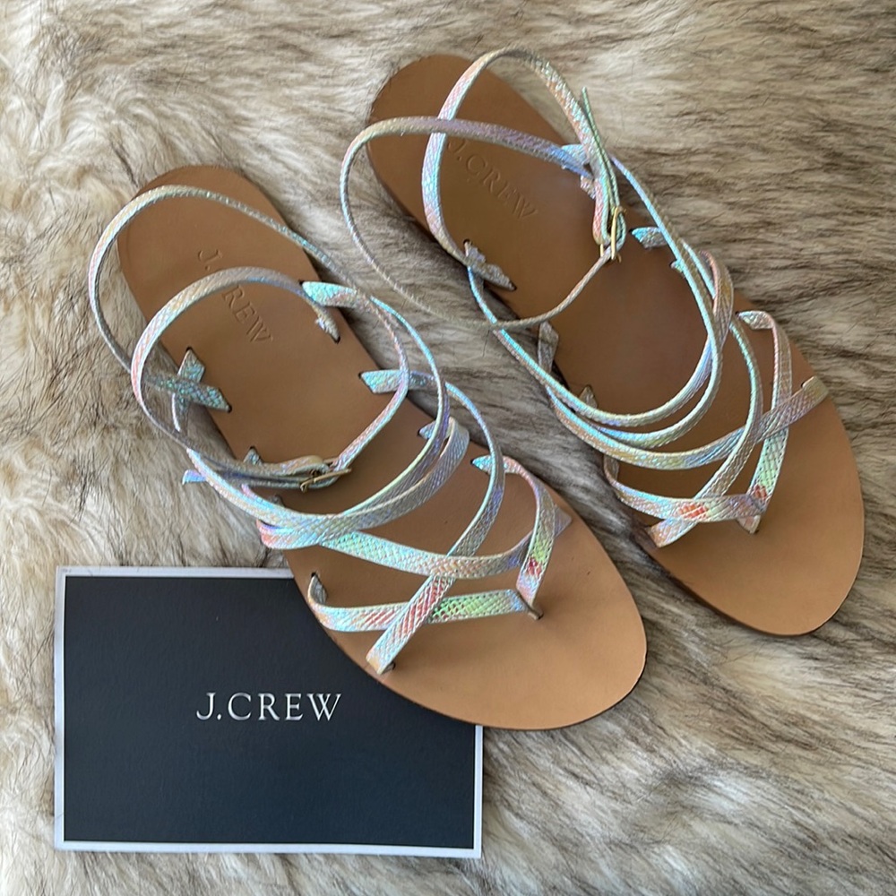 J CREW - Women's Clara Iridescent Sandals - Gently used - Sized 7 1/2
